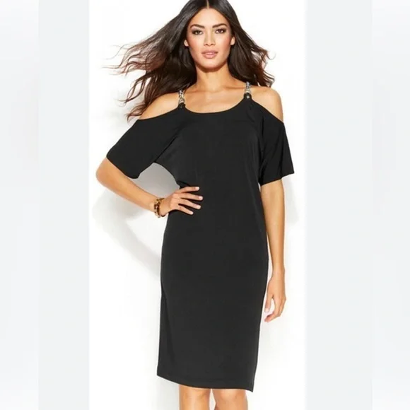 michael kors little black dress Michael Kors Collection Dress Black Crochet Lace Size 4 Sleeveless V-N –  Celebrity Owned main image 1